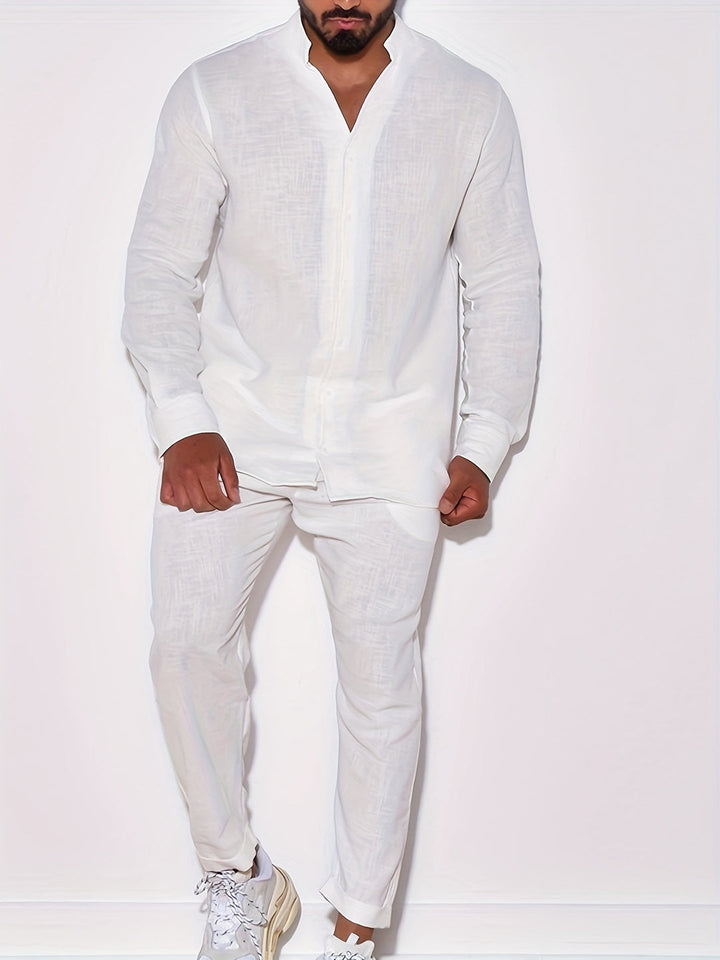 Herren Set | Elegant | Lange Ärmel Stehkragen | Sommer