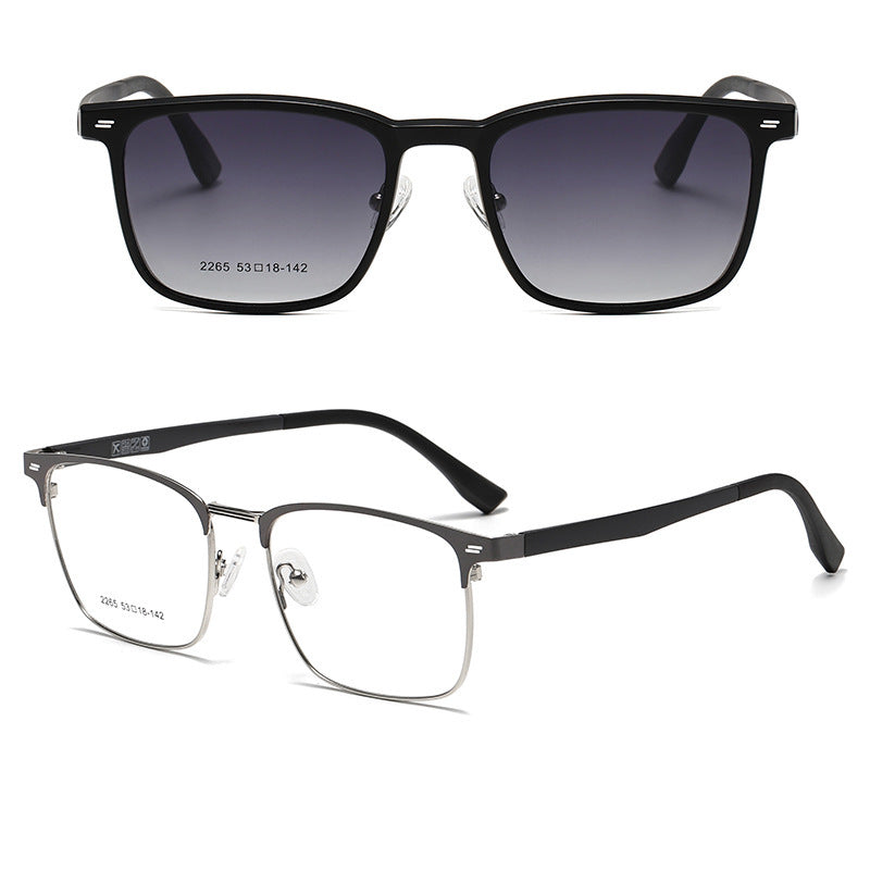 Herren Sonnenbrille | Rechteckig | Clip-On Gläser | Sommer