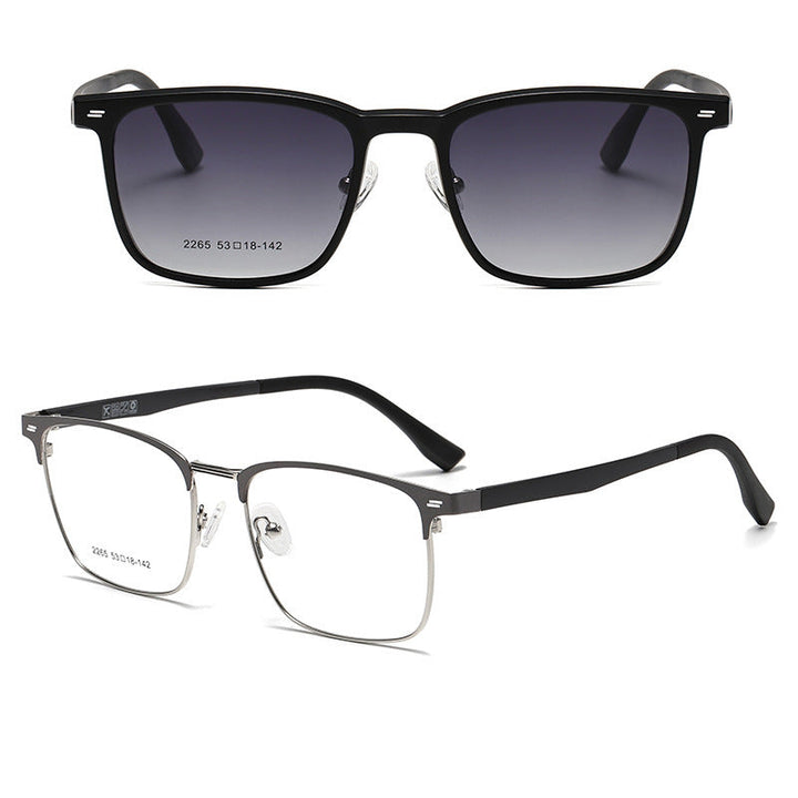 Herren Sonnenbrille | Rechteckig | Clip-On Gläser | Sommer