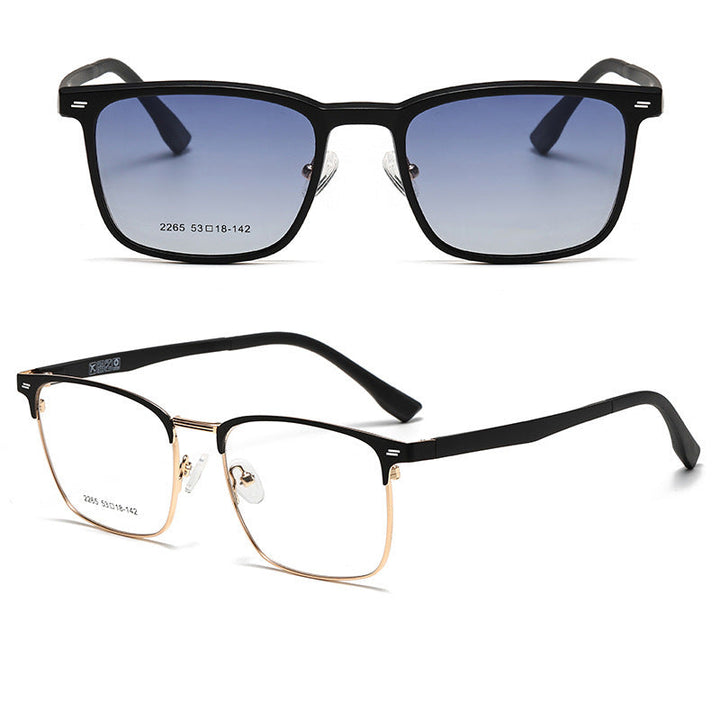 Herren Sonnenbrille | Rechteckig | Clip-On Gläser | Sommer