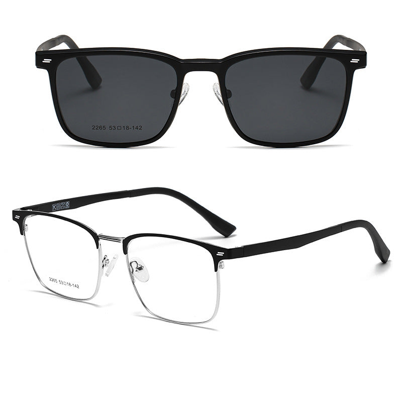 Herren Sonnenbrille | Rechteckig | Clip-On Gläser | Sommer