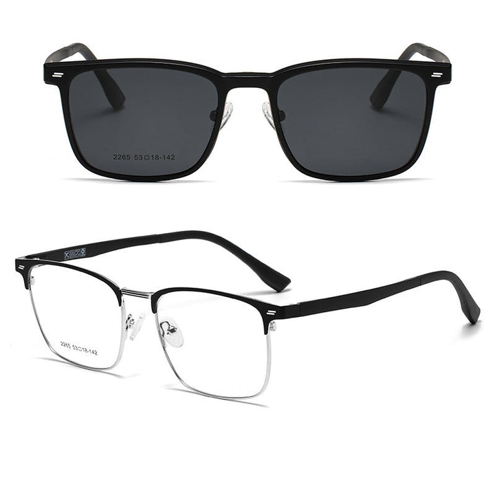 Herren Sonnenbrille | Rechteckig | Clip-On Gläser | Sommer