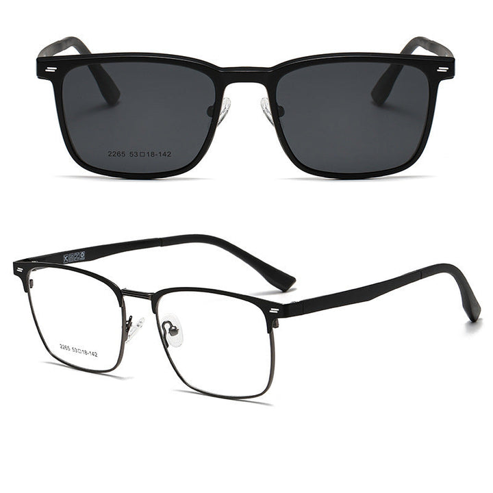 Herren Sonnenbrille | Rechteckig | Clip-On Gläser | Sommer