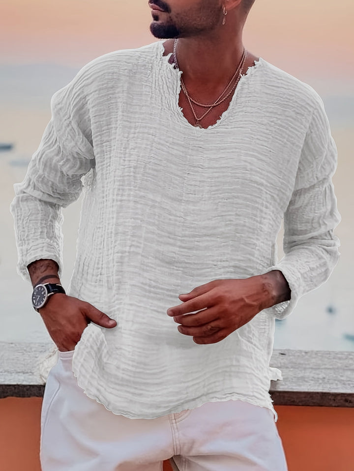 Herren Hemd | Relaxed Fit | V-Ausschnitt | Sommer