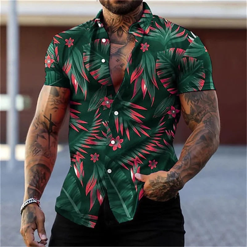 Herren Shirt | Exotisches Blättermotiv | Statement-Look | Sommer