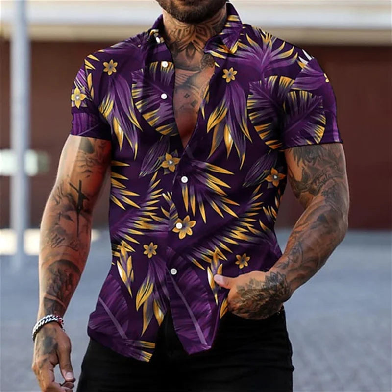 Herren Shirt | Exotisches Blättermotiv | Statement-Look | Sommer