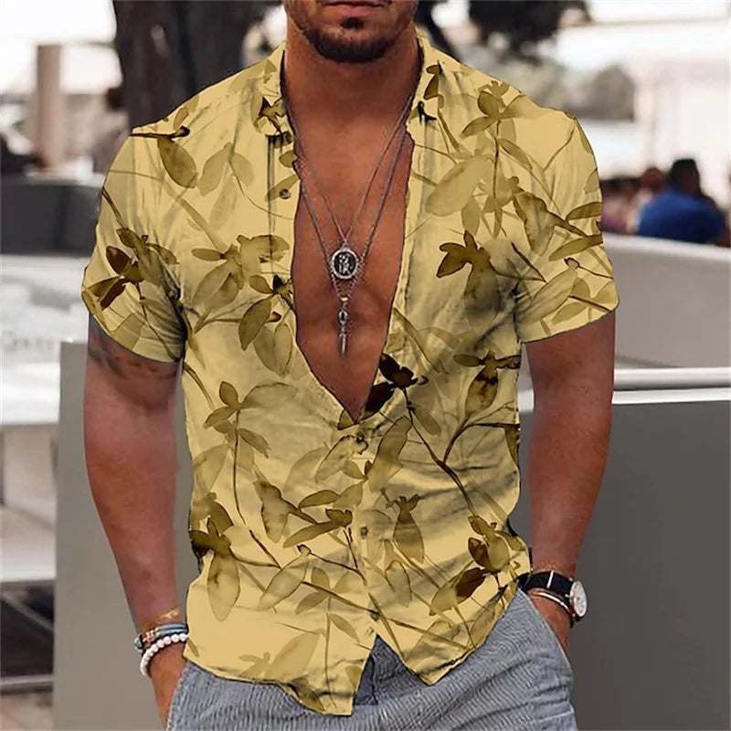 Herren Shirt | Exotisches Blättermotiv | Statement-Look | Sommer