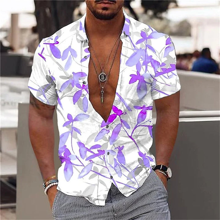 Herren Shirt | Kurzarm | Tropisches Muster | Sommer