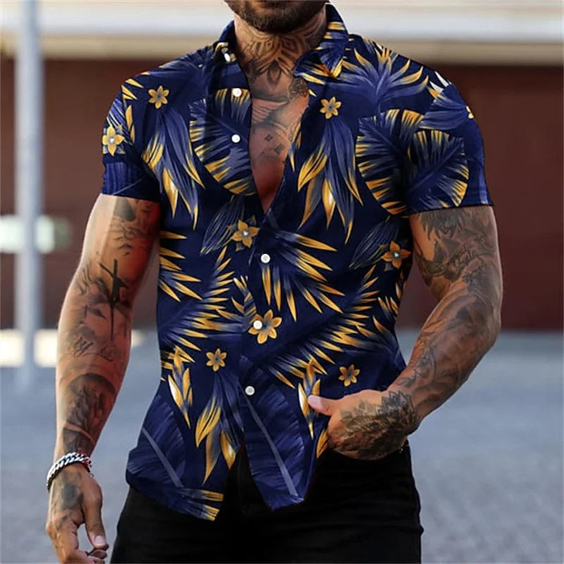 Herren Shirt | Kurzarm | Tropisches Muster | Sommer