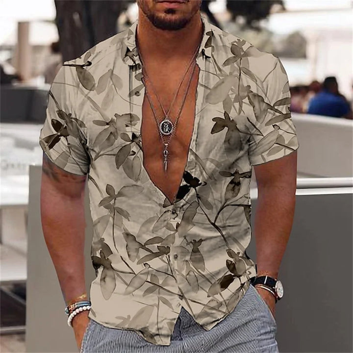 Herren Shirt | Kurzarm | Tropisches Muster | Sommer