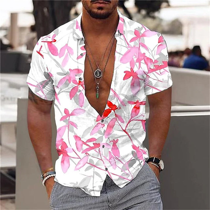 Herren Shirt | Kurzarm | Tropisches Muster | Sommer