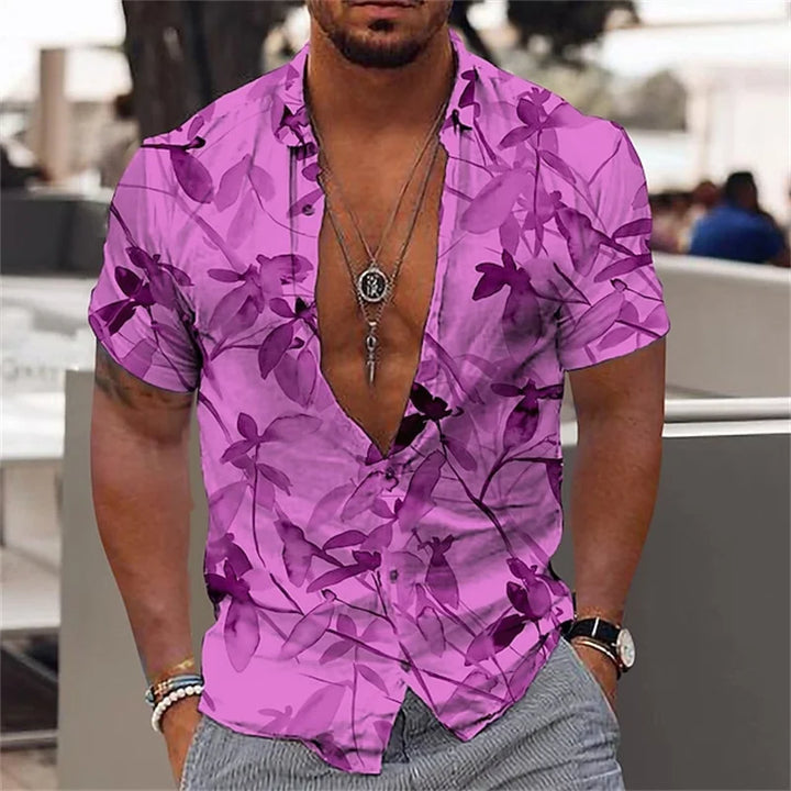 Herren Shirt | Kurzarm | Tropisches Muster | Sommer