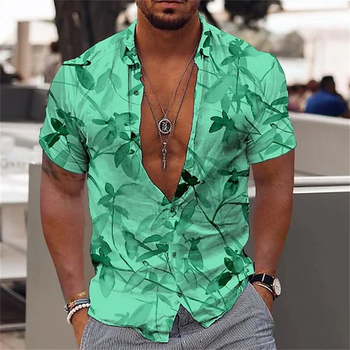 Herren Shirt | Kurzarm | Tropisches Muster | Sommer