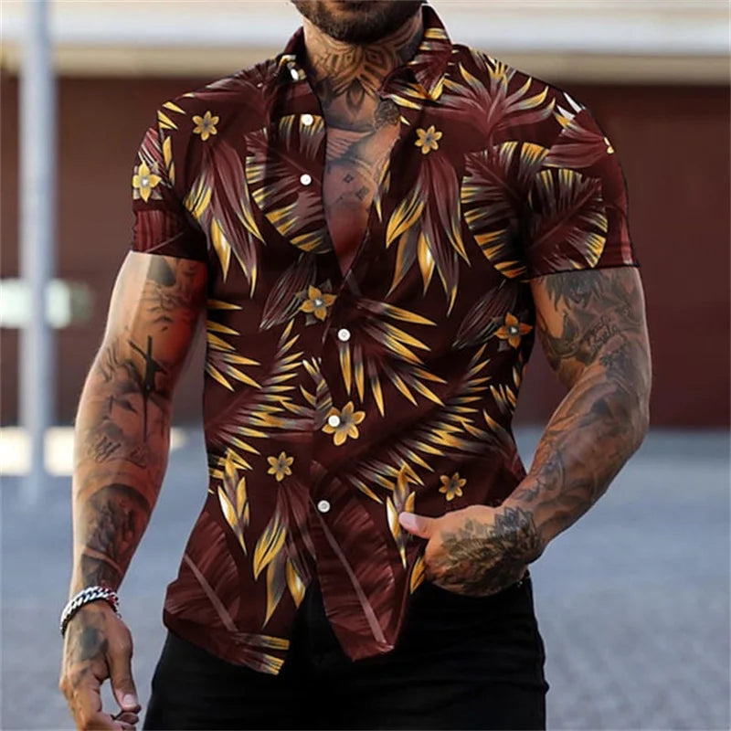 Herren Shirt | Exotisches Blättermotiv | Statement-Look | Sommer