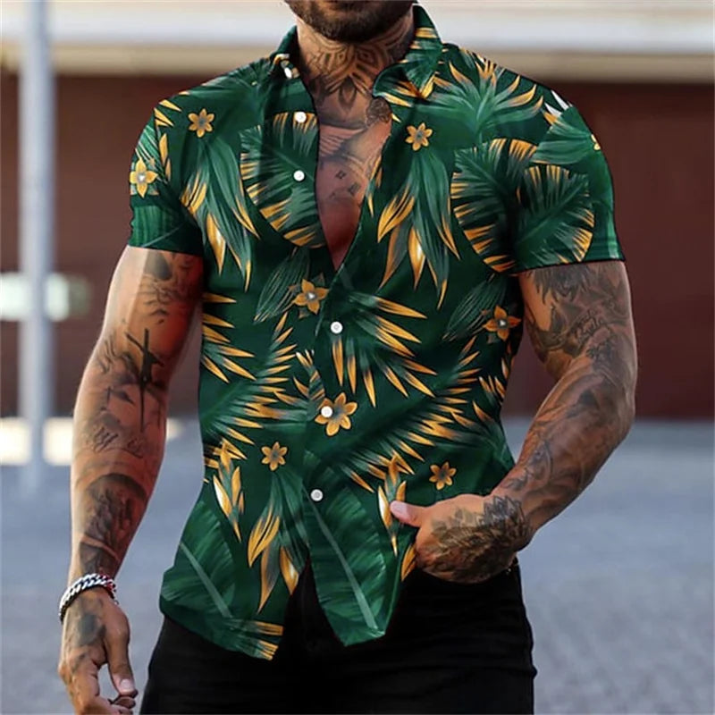 Herren Shirt | Exotisches Blättermotiv | Statement-Look | Sommer