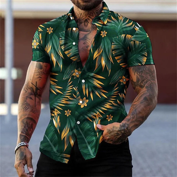 Herren Shirt | Exotisches Blättermotiv | Statement-Look | Sommer