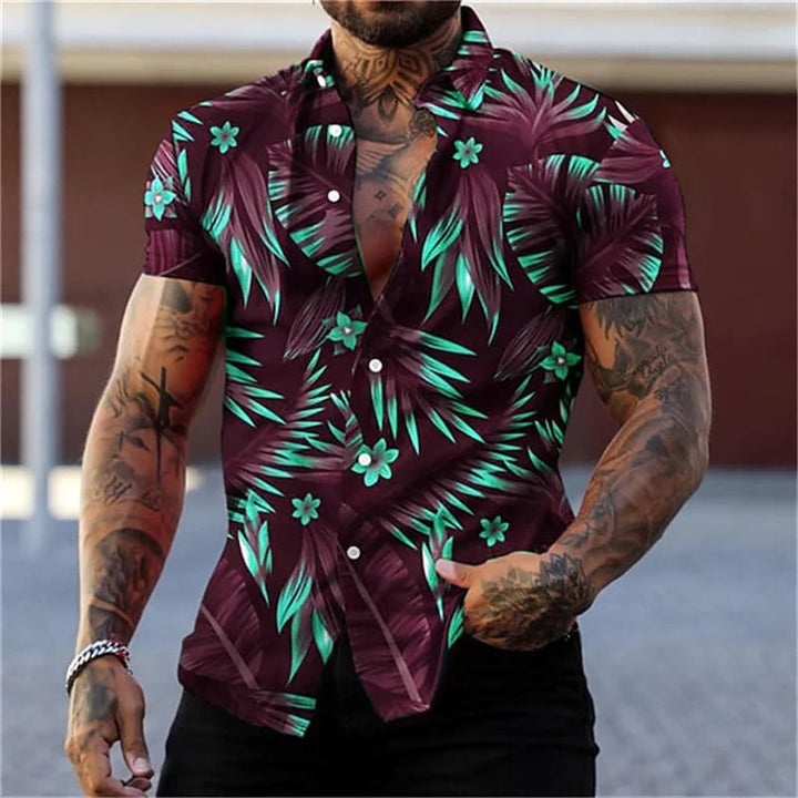 Herren Shirt | Exotisches Blättermotiv | Statement-Look | Sommer