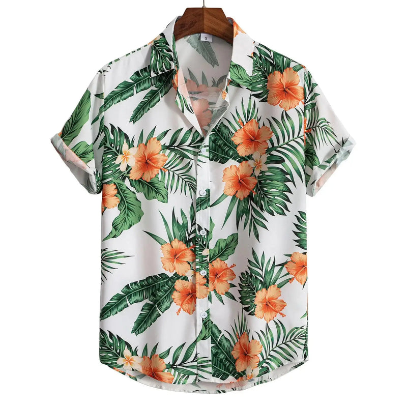 Herren Shirt | Tropisches Blumenmuster | Resort-Stil | Sommer