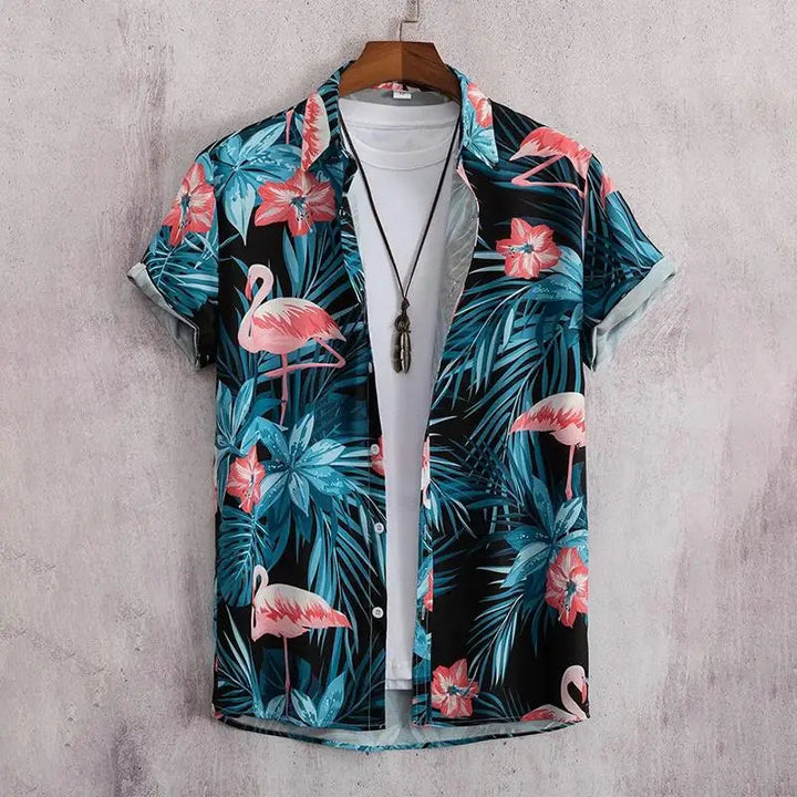 Herren Shirt | Tropisches Blumenmuster | Resort-Stil | Sommer