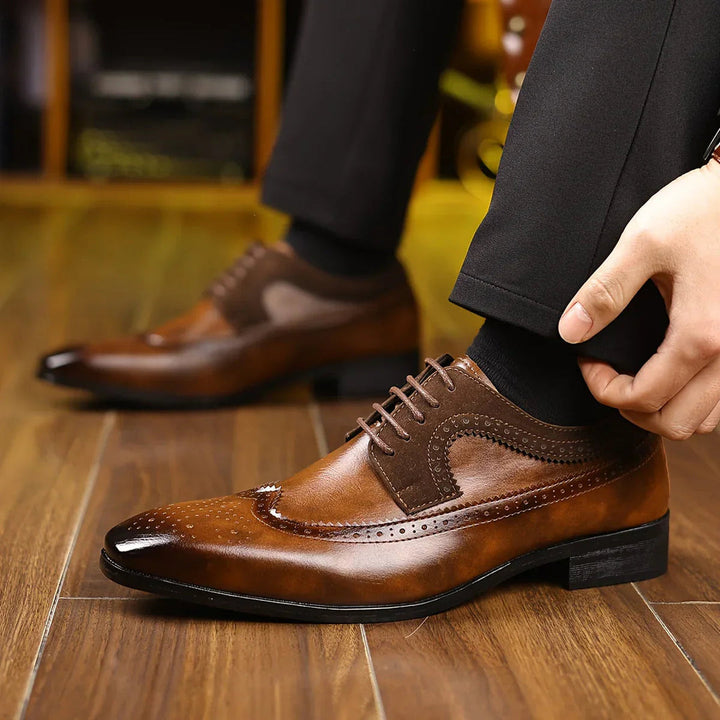 Herren Schnürschuhe | Eleganter Brogue Stil | Klassisch Schuhe Herren