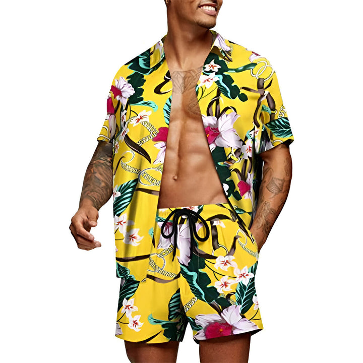 Herren Set | Oversized | Mit Kordelzug | Muster Freizeit Sommer