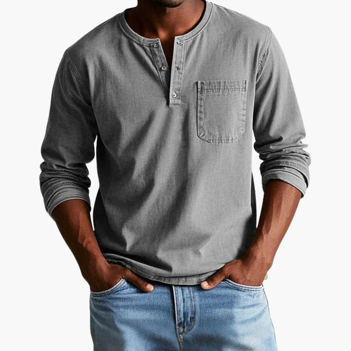 Herren Longsleeve | Straight | Mit Knöpfen | Herbst