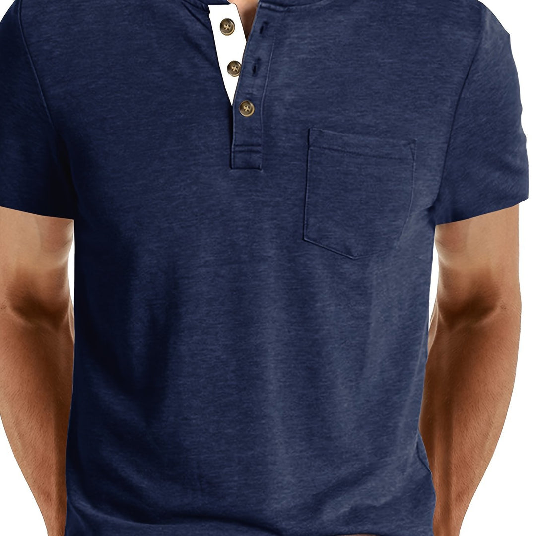 Herren T-Shirt | Slim Fit | Knopfleiste | Sommer