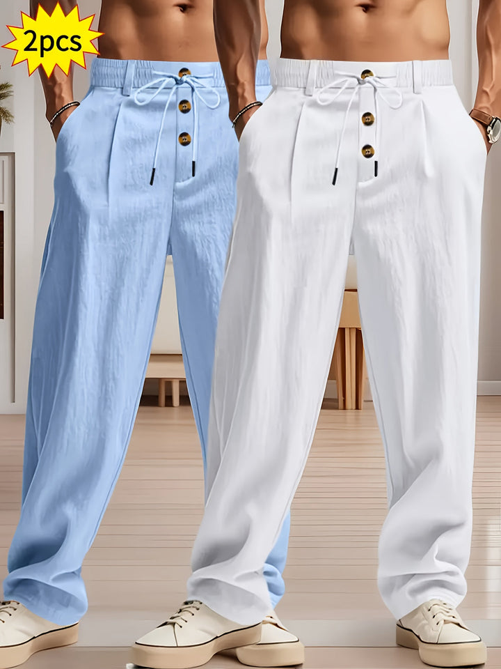 Herren Hose | Weite Beine | Mit Kordelzug | Sommer