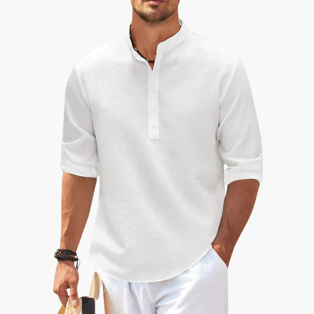 Herren Longsleeve | Straight | Stehkragen | Sommer