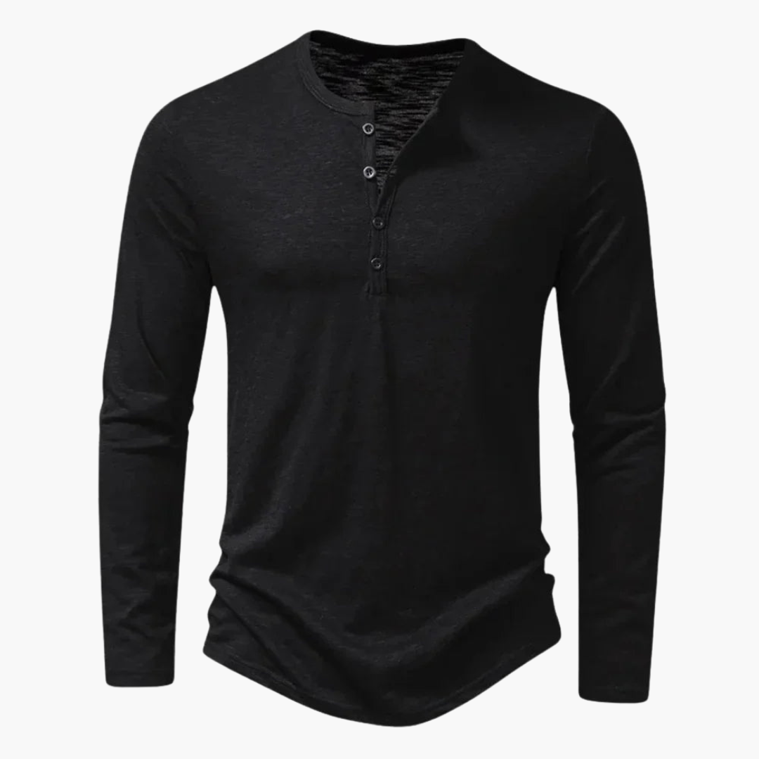 Herren Langarmshirt | Henley-Ausschnitt | Schmale Passform | Sommer