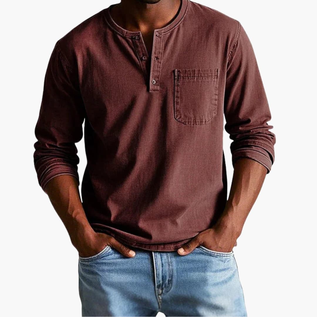 Herren Longsleeve | Straight | Mit Knöpfen | Herbst
