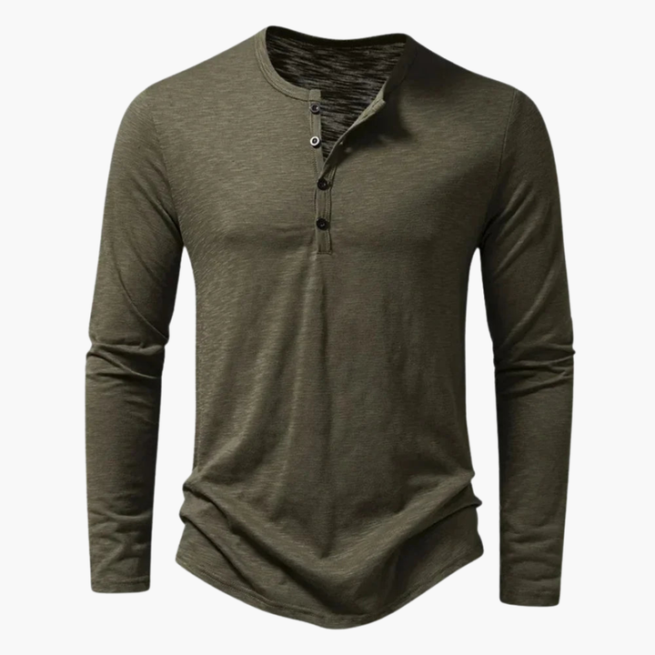 Herren Langarmshirt | Henley-Ausschnitt | Schmale Passform | Sommer