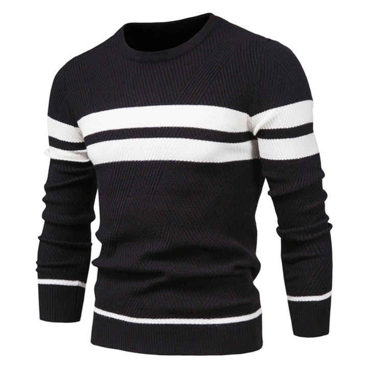 Herren Pullover | Rundhalsausschnitt & Patchwork | Schmal geschnitten
