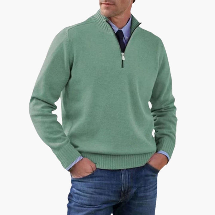 Pullover Herren | Halbzip Gerippter Saum | Modern Herren Pulli