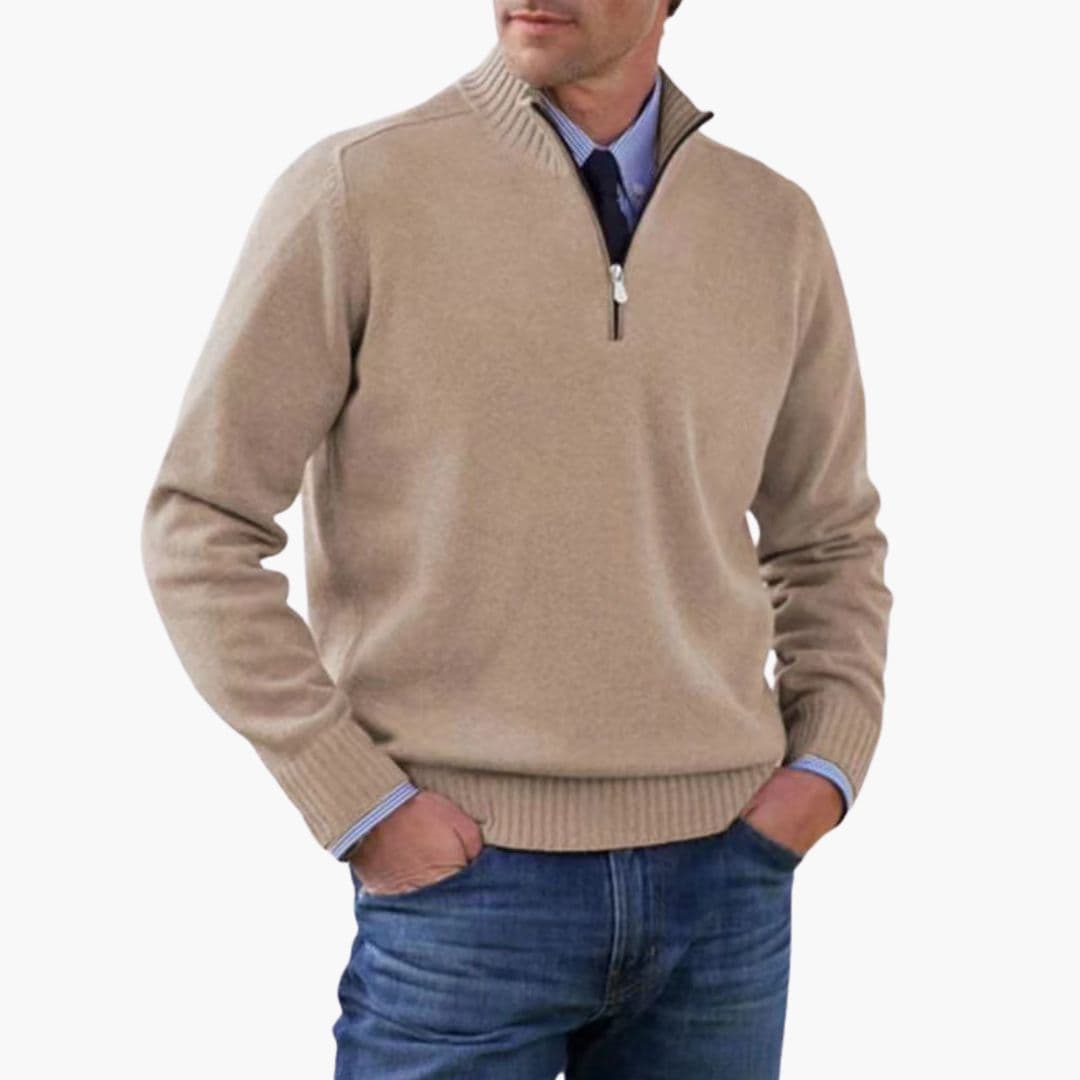 Pullover Herren | Halbzip Gerippter Saum | Modern Herren Pulli