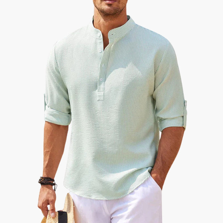 Herren Longsleeve | Straight | Stehkragen | Sommer