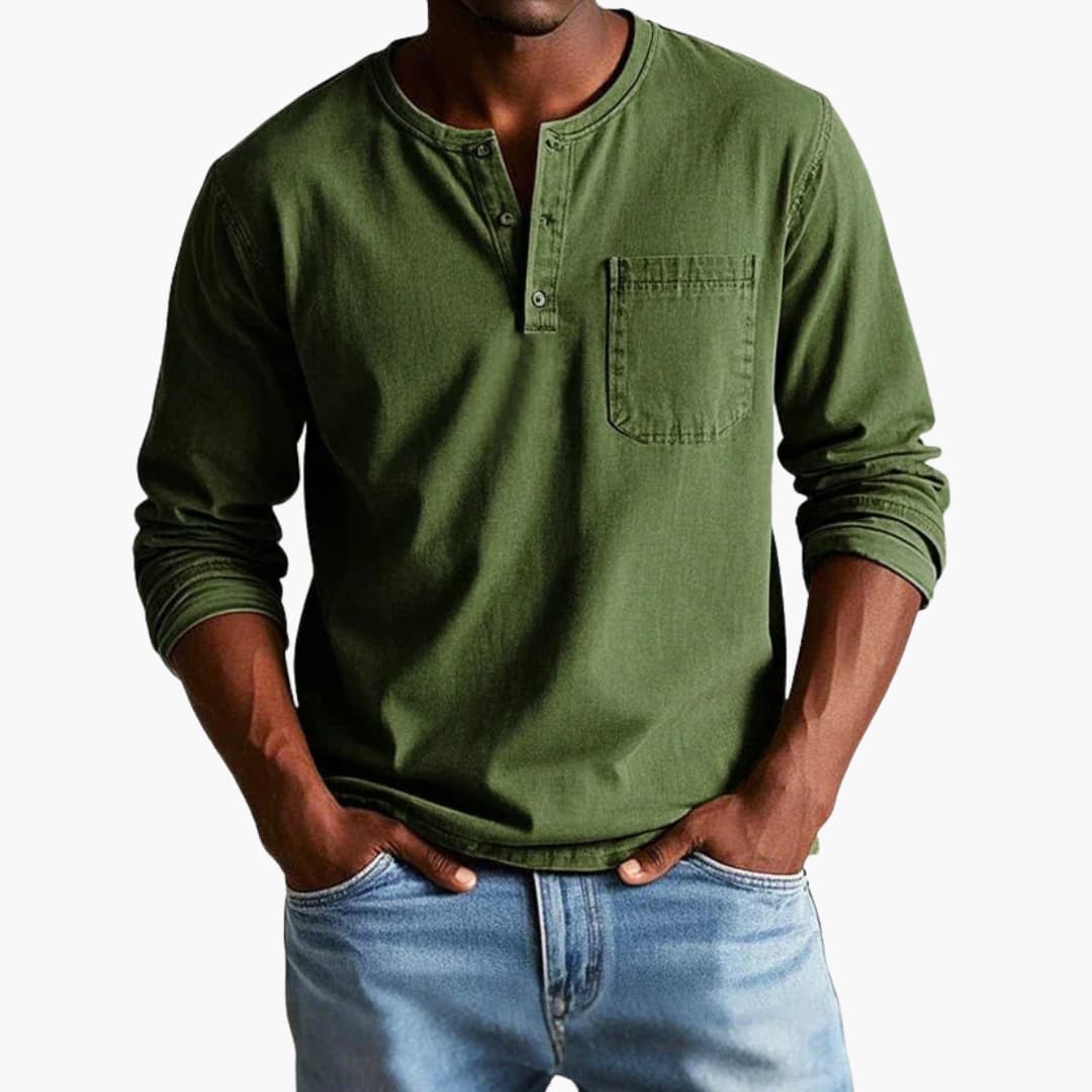Herren Longsleeve | Straight | Mit Knöpfen | Herbst