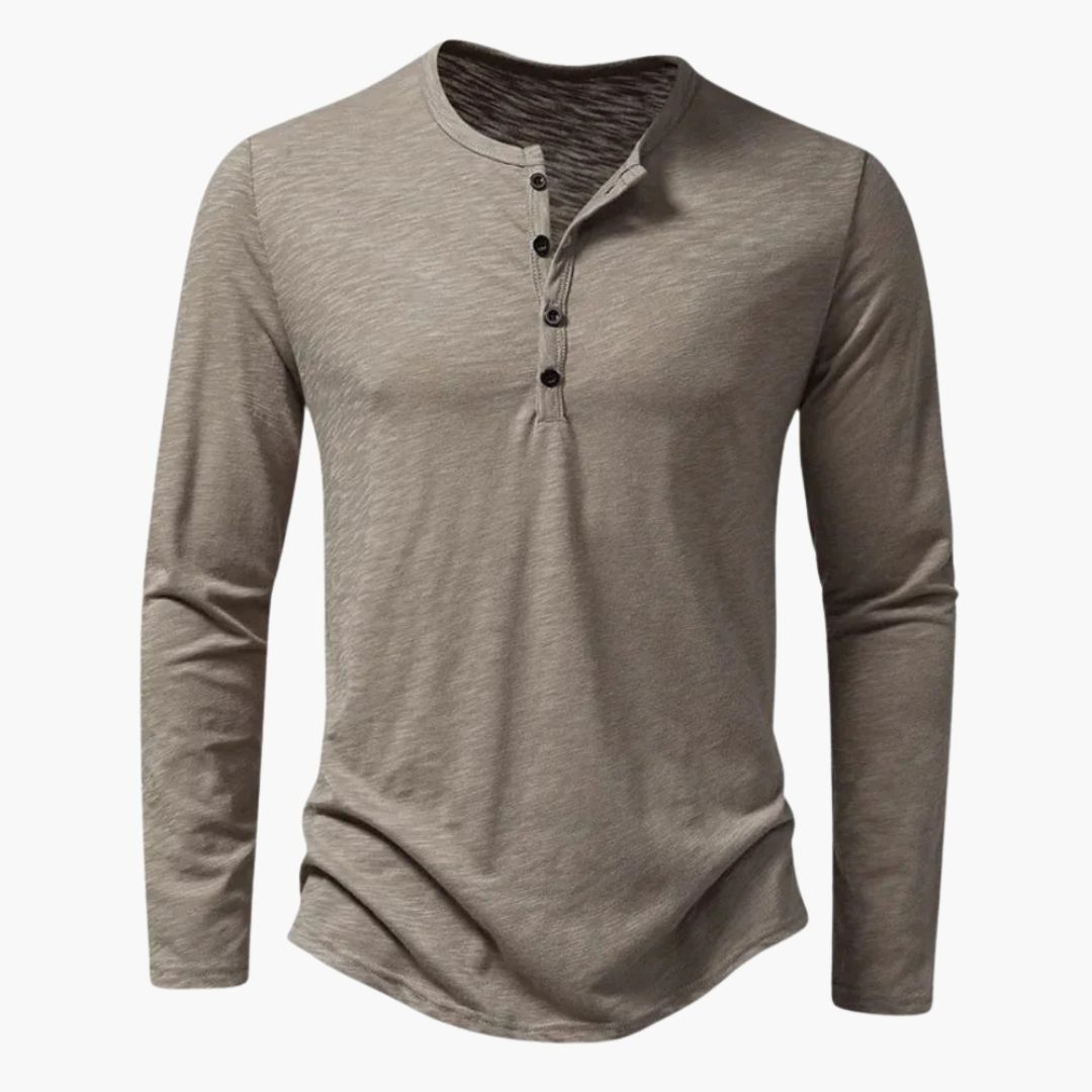Herren Langarmshirt | Henley-Ausschnitt | Schmale Passform | Sommer