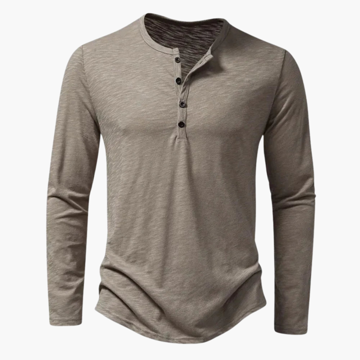Herren Langarmshirt | Henley-Ausschnitt | Schmale Passform | Sommer