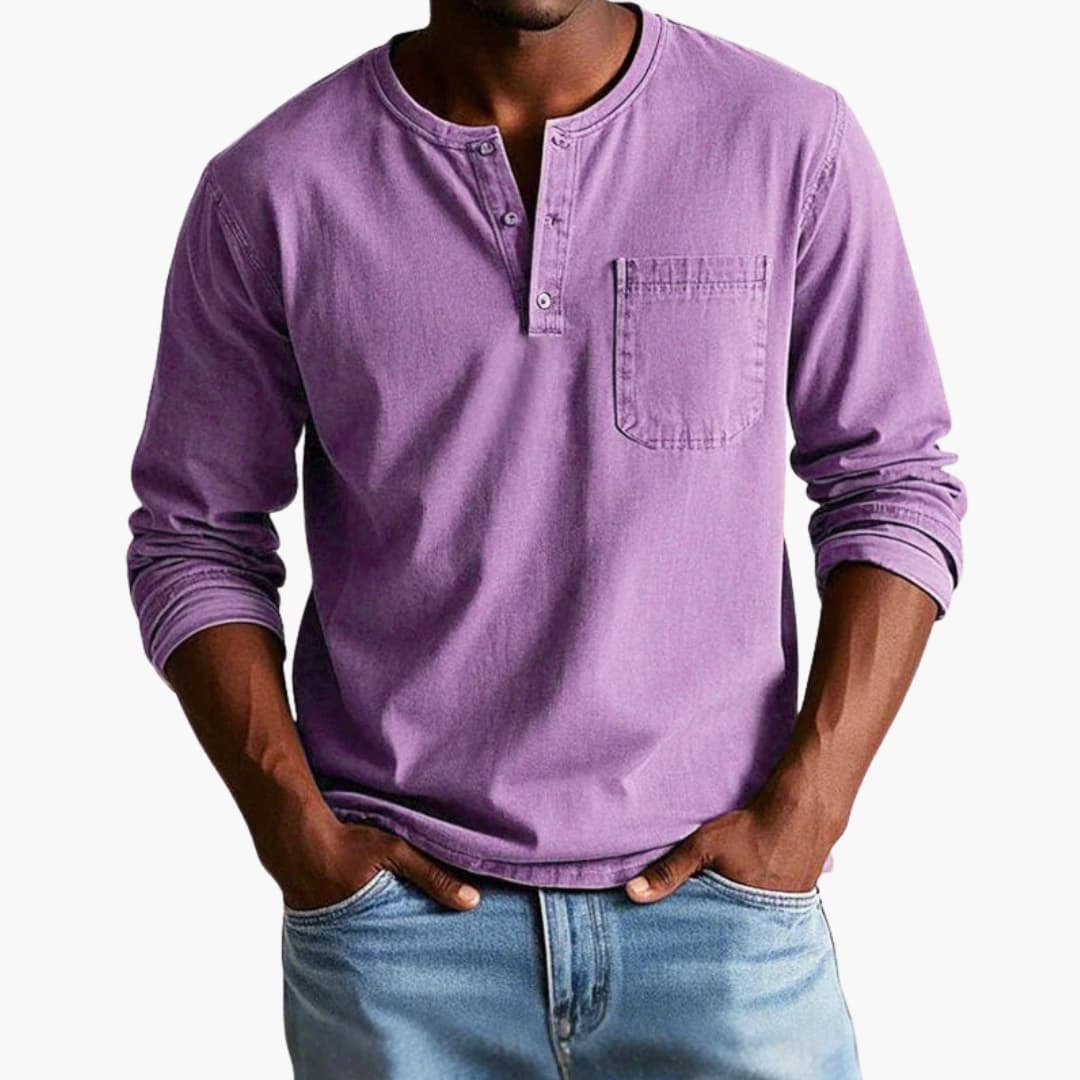 Herren Longsleeve | Straight | Mit Knöpfen | Herbst