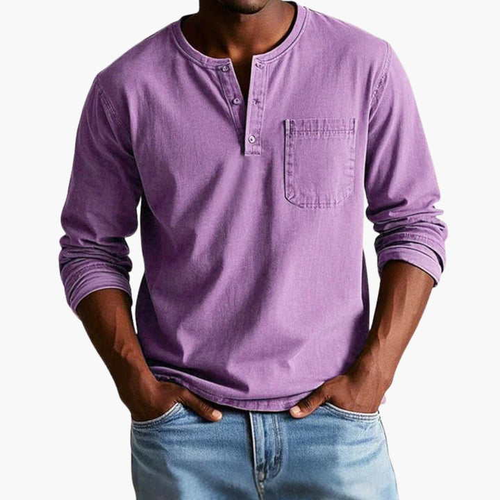 Herren Longsleeve | Straight | Mit Knöpfen | Herbst