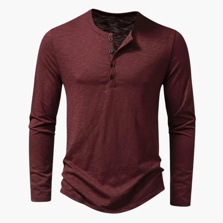 Herren Langarmshirt | Henley-Ausschnitt | Schmale Passform | Sommer