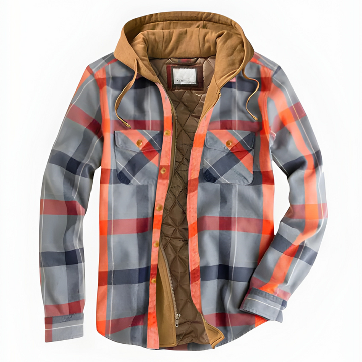 Jacke Herren | Winterjacke Herren Kapuze | Kariertes Gefüttert Casual