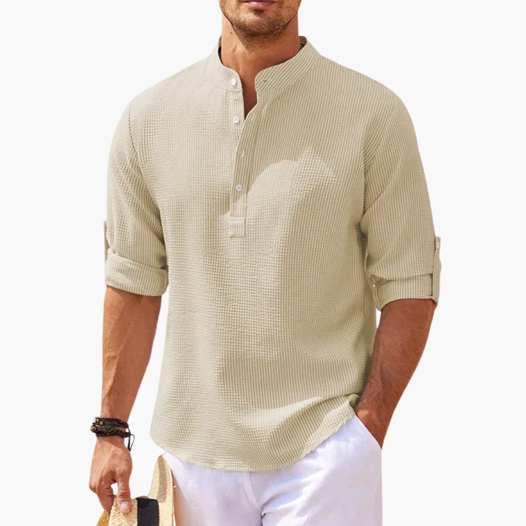 Herren Longsleeve | Straight | Stehkragen | Sommer