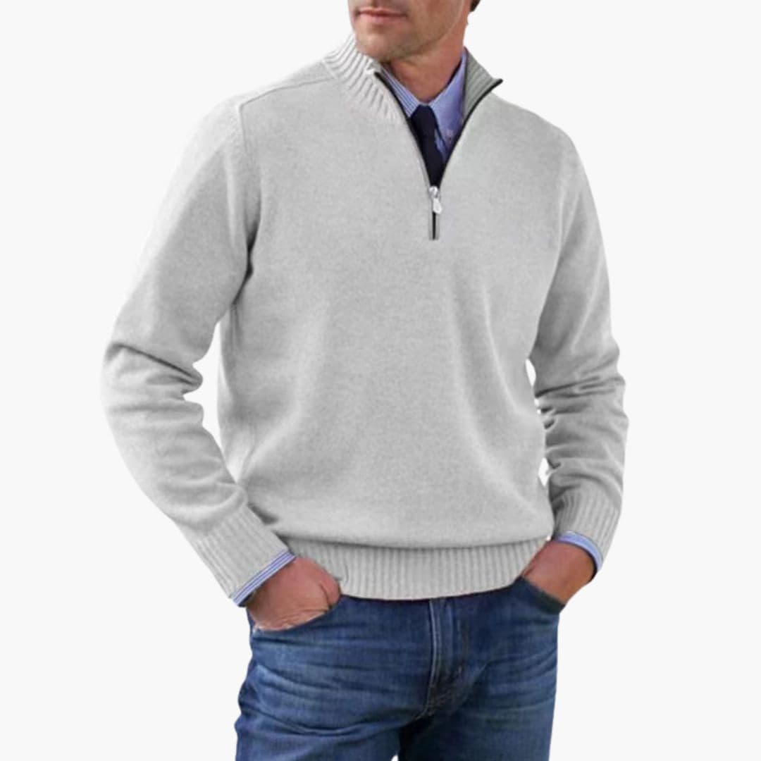 Pullover Herren | Halbzip Gerippter Saum | Modern Herren Pulli