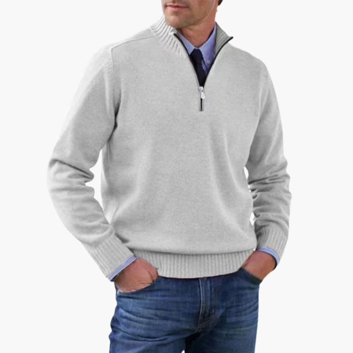 Pullover Herren | Halbzip Gerippter Saum | Modern Herren Pulli