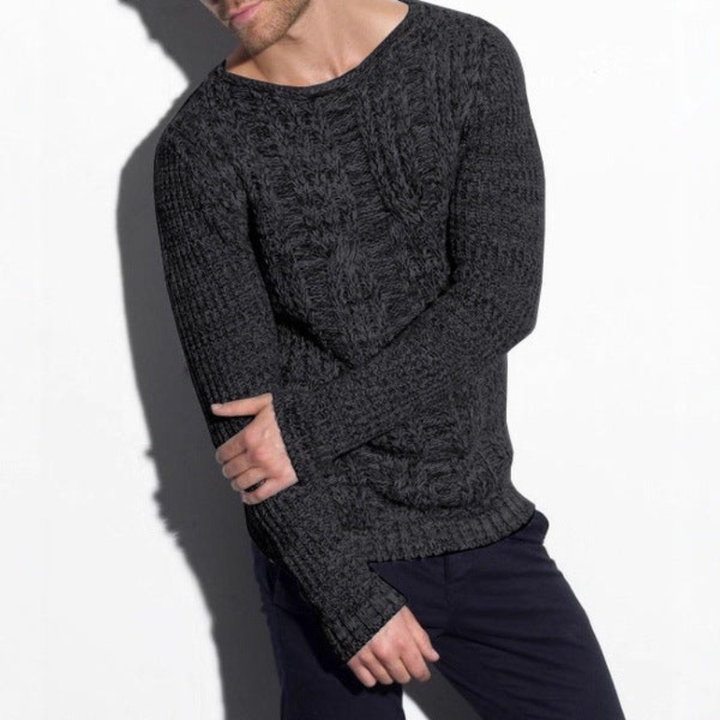 Strickpullover Herren | Grobstrick Zopfmuster | Warmer Pullover