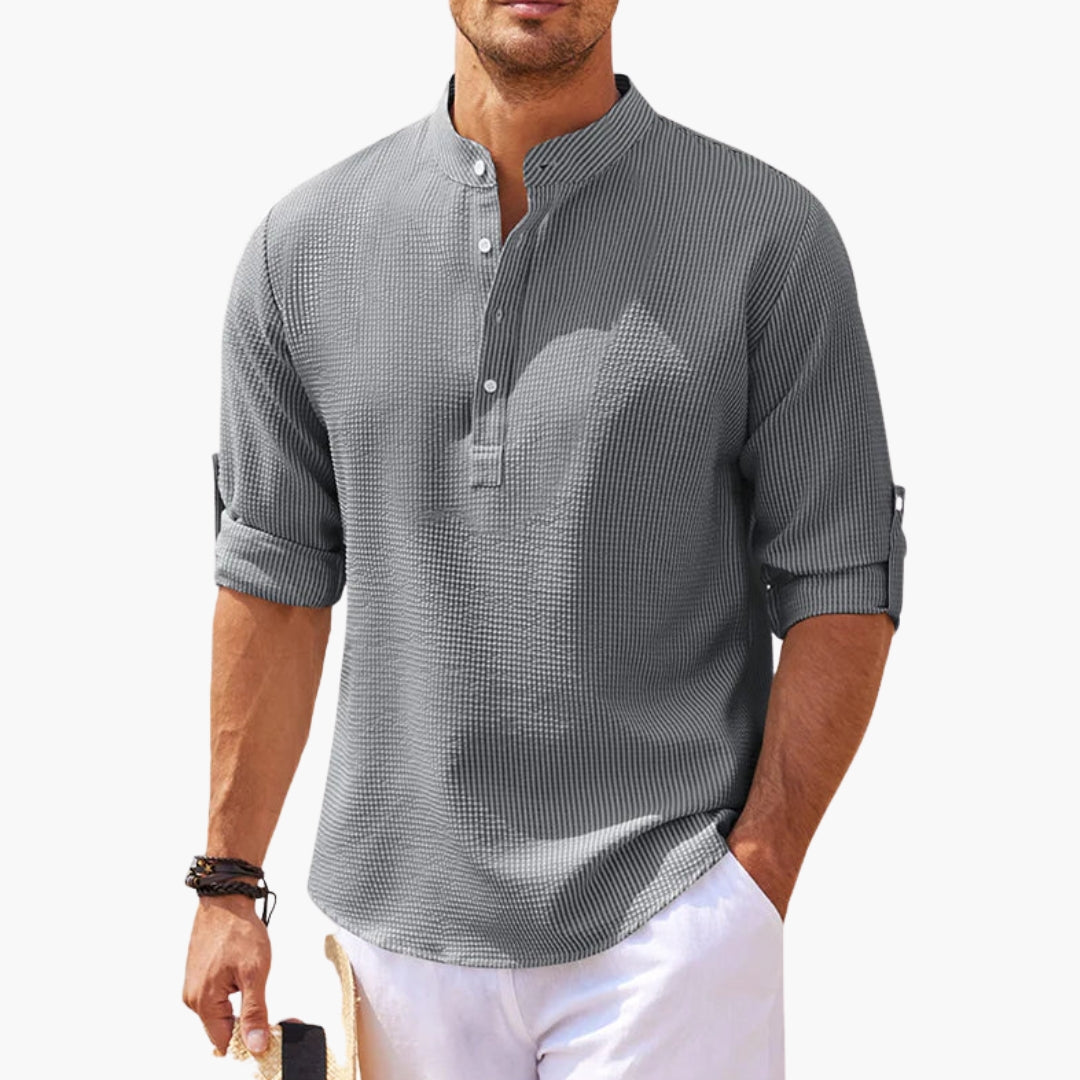 Herren Longsleeve | Straight | Stehkragen | Sommer