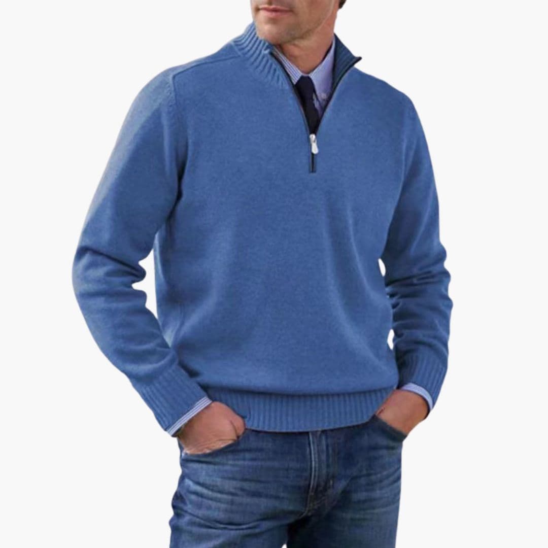 Pullover Herren | Halbzip Gerippter Saum | Modern Herren Pulli