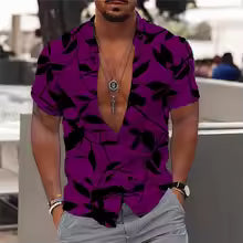 Herren Shirt | Botanisches Muster | Strandstil | Sommer